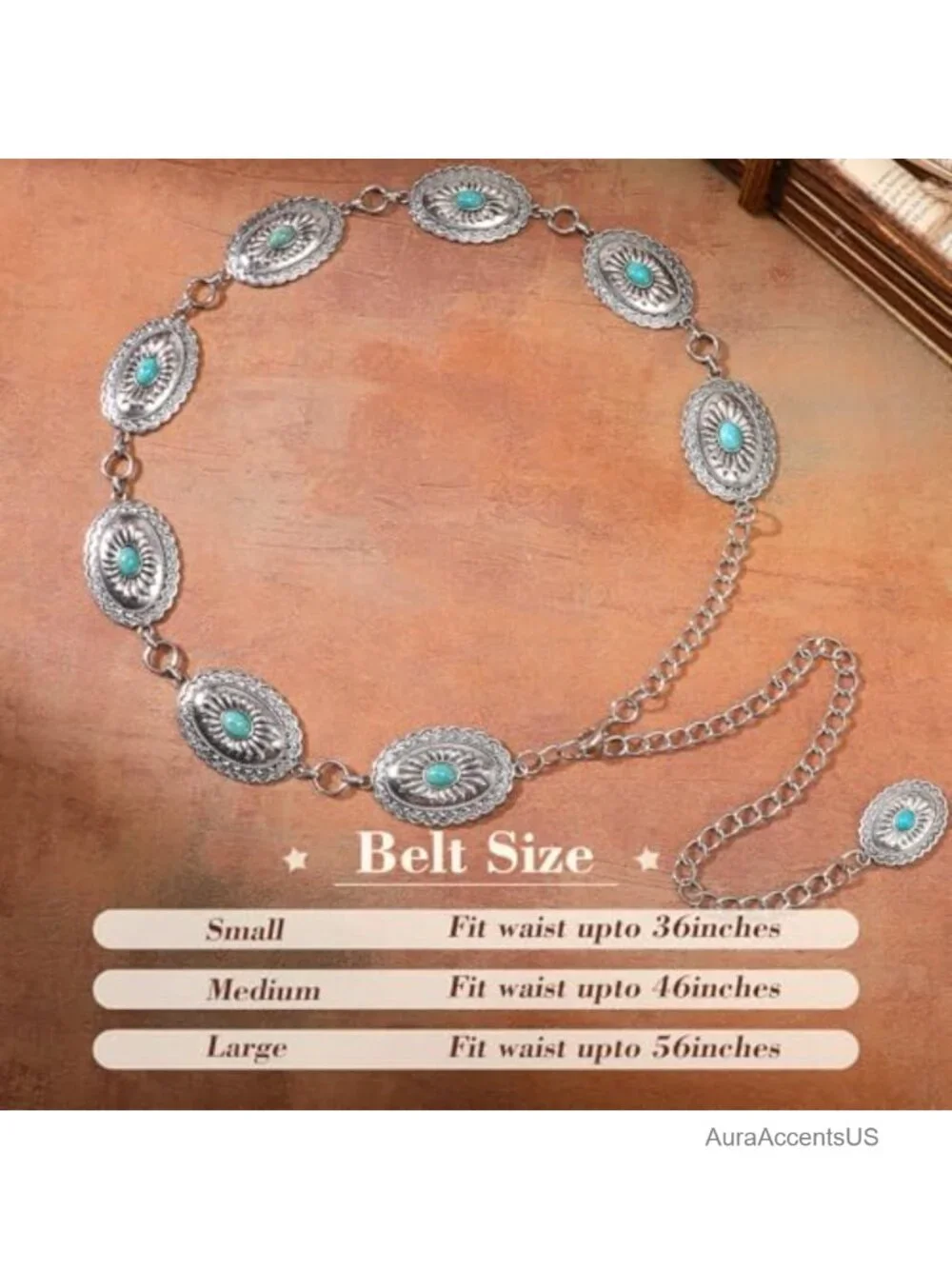 Boho Western Cowgirl Waist Chain Belt Metal Concho Adjustable